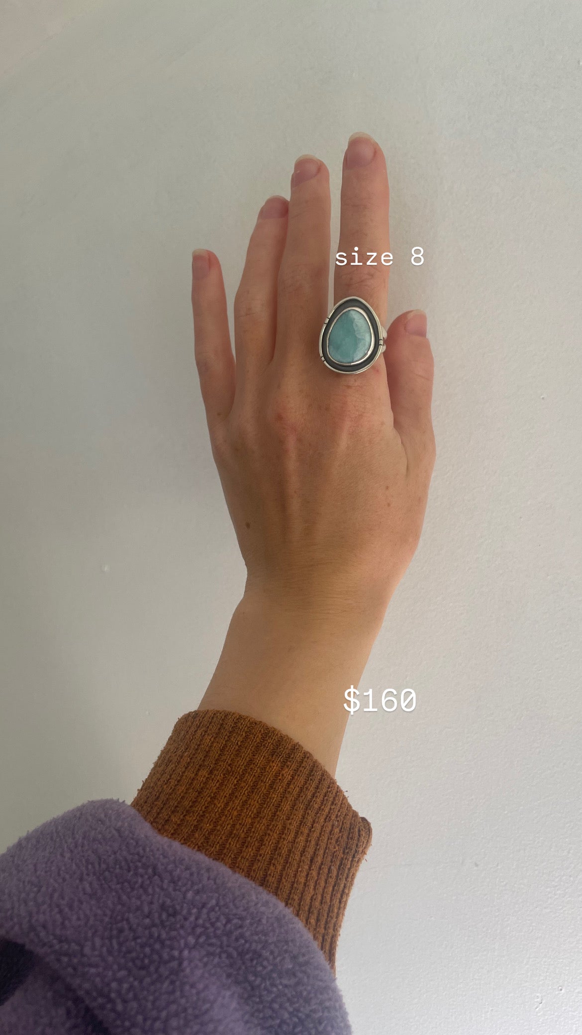 Chunky larimar ring size 8