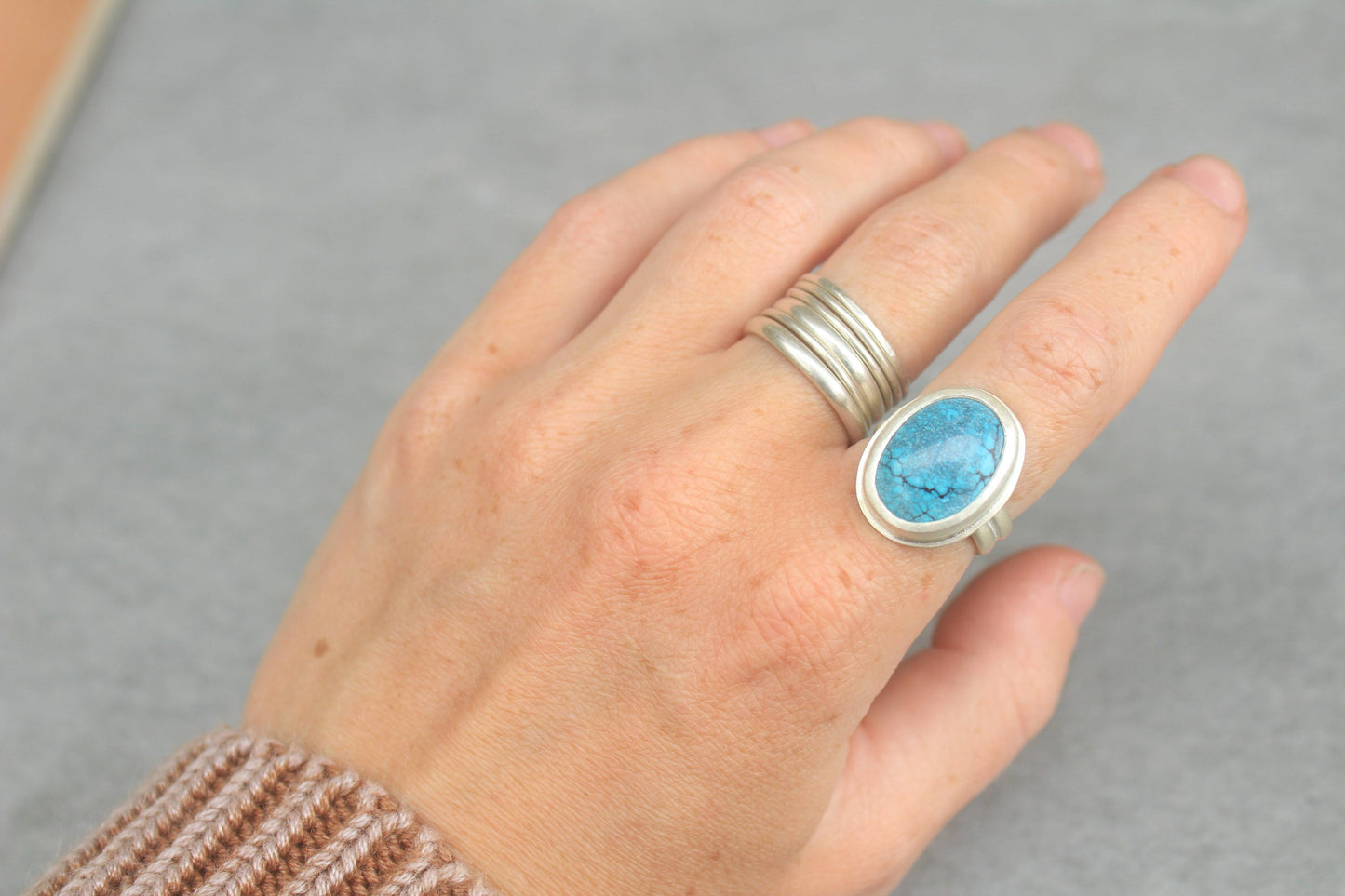 double band turquoise ring