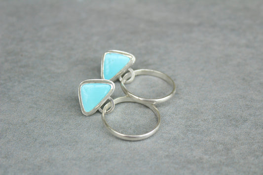 mini turquoise hoop studs