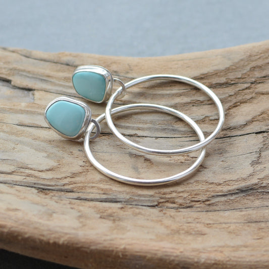 Large Turquoise Hoop Studs (round hoop wire)
