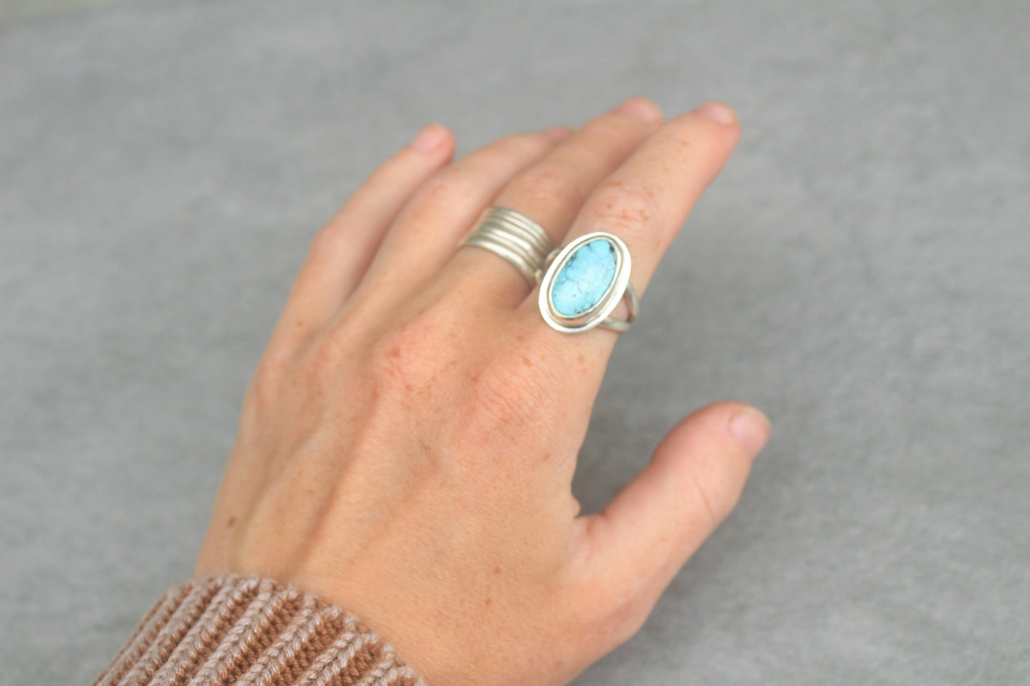 split band simple turquoise ring